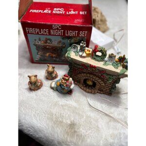 Fireplace Night Light set works 4 piece used